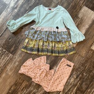 Matilda Jane Character Counts Polka Dot Ruffle Long Sleeve Matching Ruffle Pants